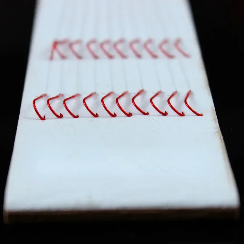 10 piezas HX1-6 #   Juego de anzuelos rojos, sedal de pesca con púas, conjunto de combinación terminada, anzuelo completo, suministros de pesca multiusos - imagen 5