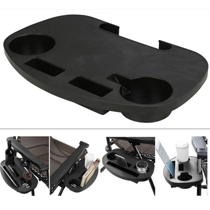 Bandeja de accesorios reclinable, silla de relajación plegable, soporte para bebidas, pesca, Camping, playa - imagen 2