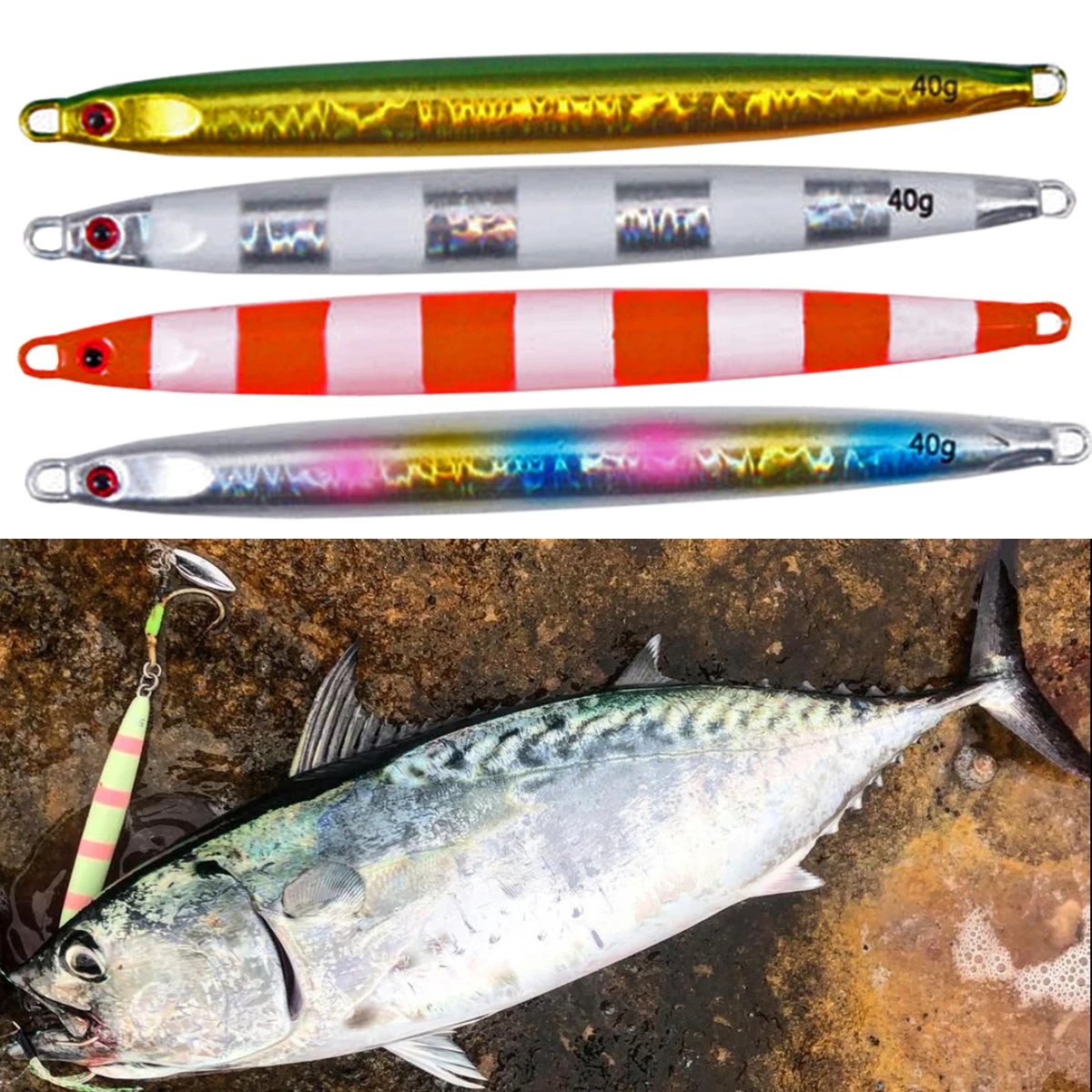 Plantilla de velocidad, plantillas de Metal, cebos artificiales, señuelo de Jigging, cebo de aguas profundas, señuelos de peces 40g60g80g100g, anzuelo de agua salada, plantillas de pesca lenta - imagen 2