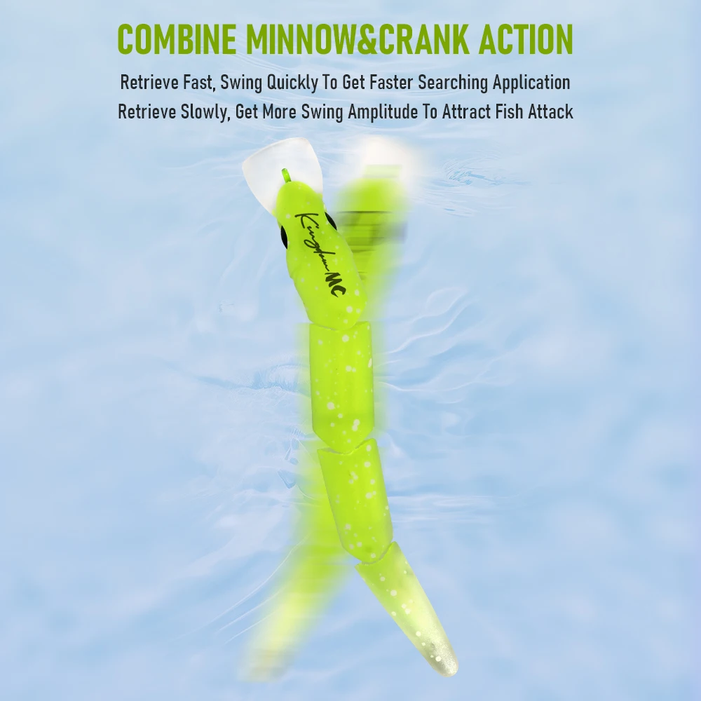 Señuelo de pececillo articulado Kingdom, 70mm, 4,3g, hundimiento, 4 secciones, cebo Artificial duro Wobbers para pesca de trucha y lubina de agua dulce - imagen 4