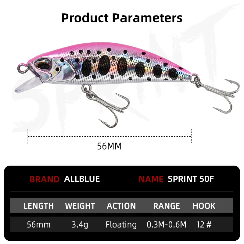ALLBLUE SPRINT 50F Señuelo Flotante Jerkbait para Lubina y Lucio - imagen 4