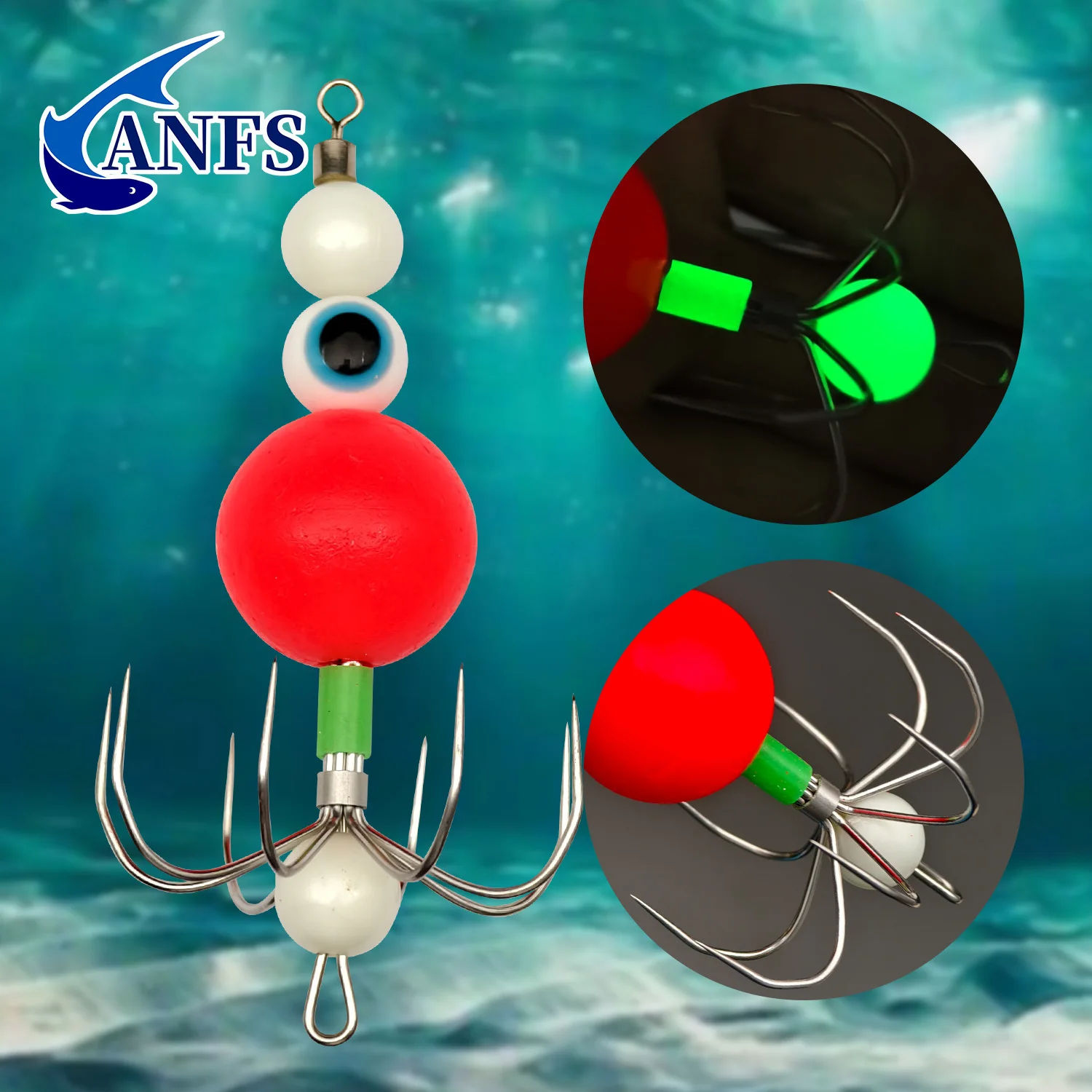 Jig calamar ANFS de acero inoxidable luminiscente – pesca nocturna - imagen 5