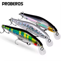 PROBEROS-señuelo de pesca Minnow, 1 unidad, 0,51 oz, 4,33 pulgadas, Wobbler, Jerkbait Artificial con anzuelos triples, aparejos de pesca
