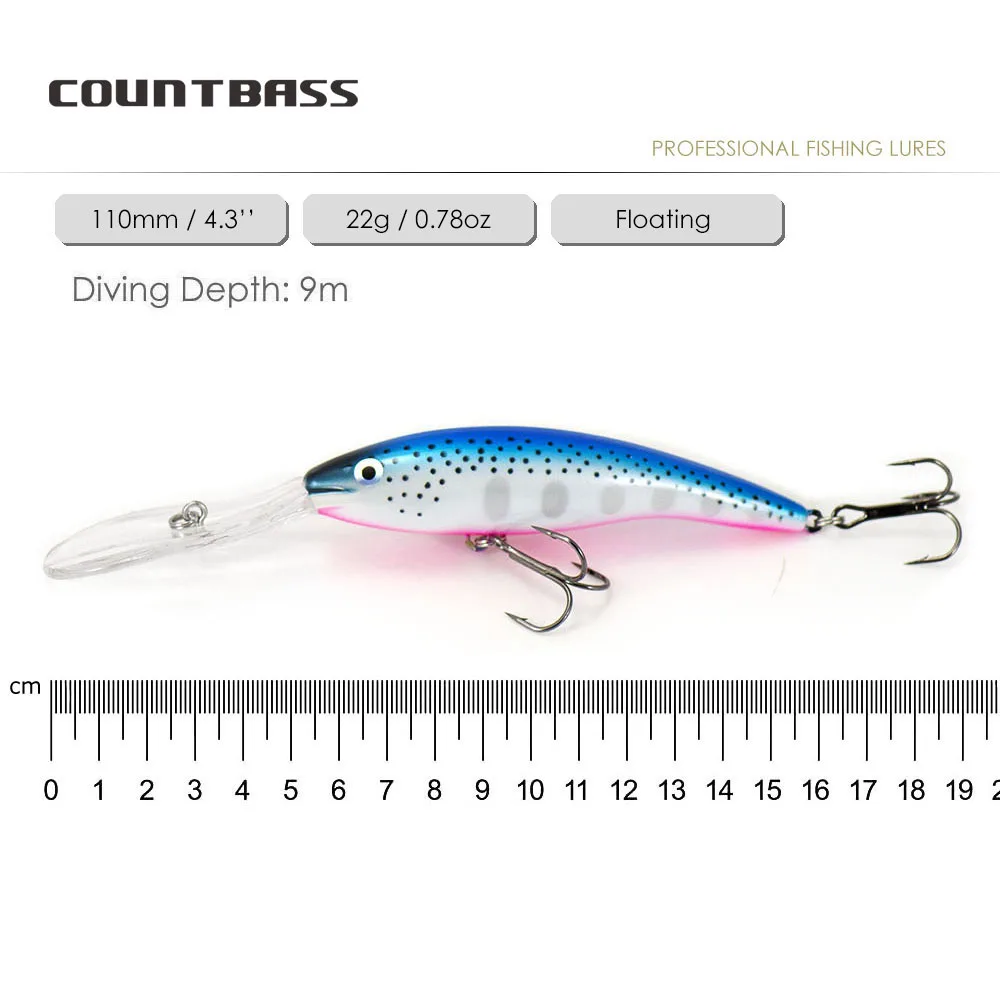 Countbass Deep Tail Wobbler 90mm 110mm profundidad de buceo flotante 6-9M Crankbait Chatterbait Señuelos de pesca cebo duro - imagen 4