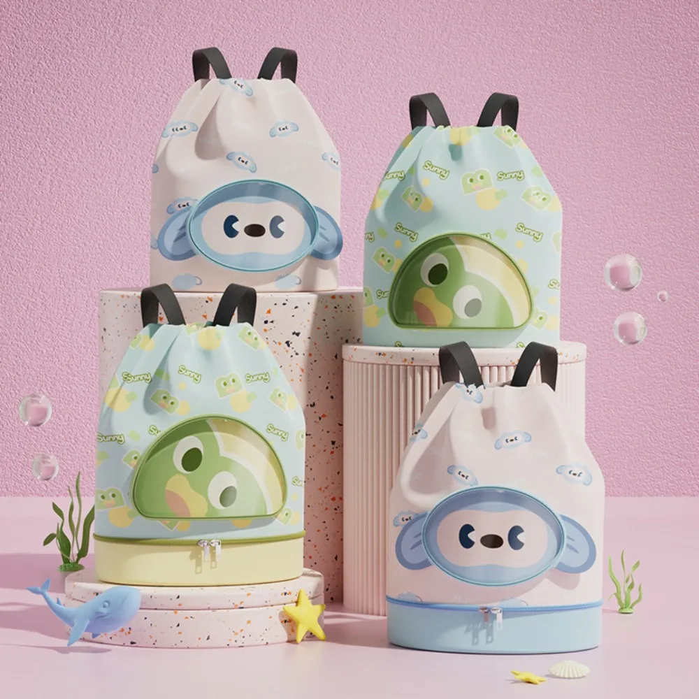 Bolsa de natación para niños con separación de ropa seca y húmeda, bolsa de almacenamiento de gran capacidad, mochila de natación de dibujos animados, portátil, impermeable - imagen 2