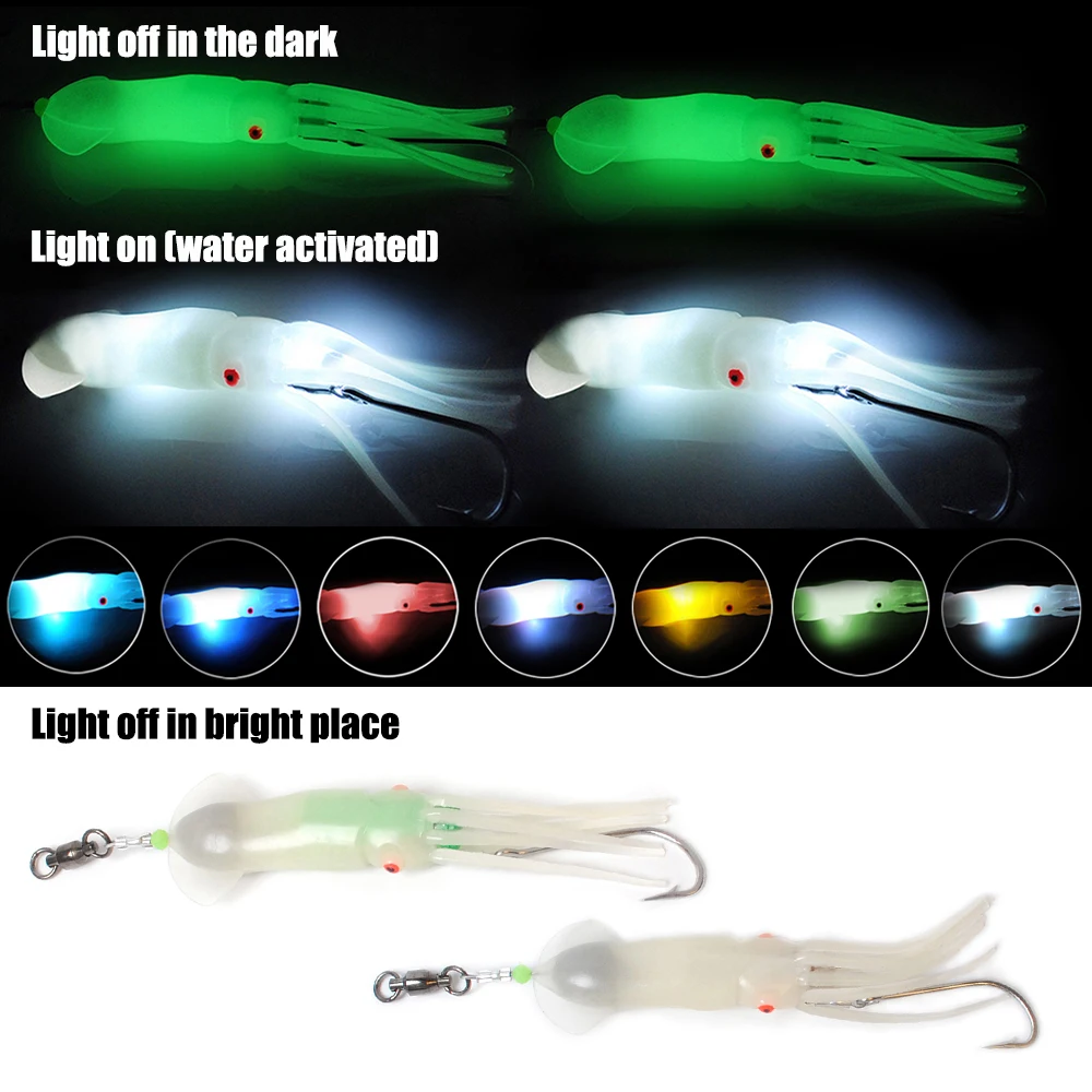 Faldas luminosas de pulpo de 35g, señuelo de pesca Trolling, cebo de calamar, Surf, pesca, destello de luz LED, Wobbler para atún Wahoo Marlin - imagen 3