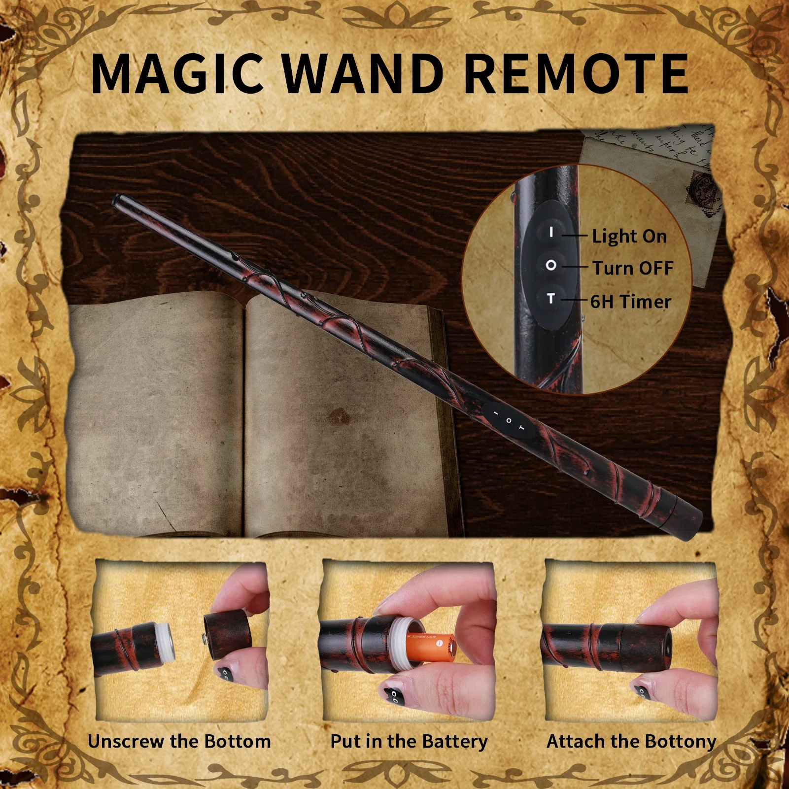 Velas flotantes cónicas LED con varita mágica, velas de ventana colgantes remotas, velas eléctricas parpadeantes para decoración de Halloween, 8/32 Uds. - imagen 5