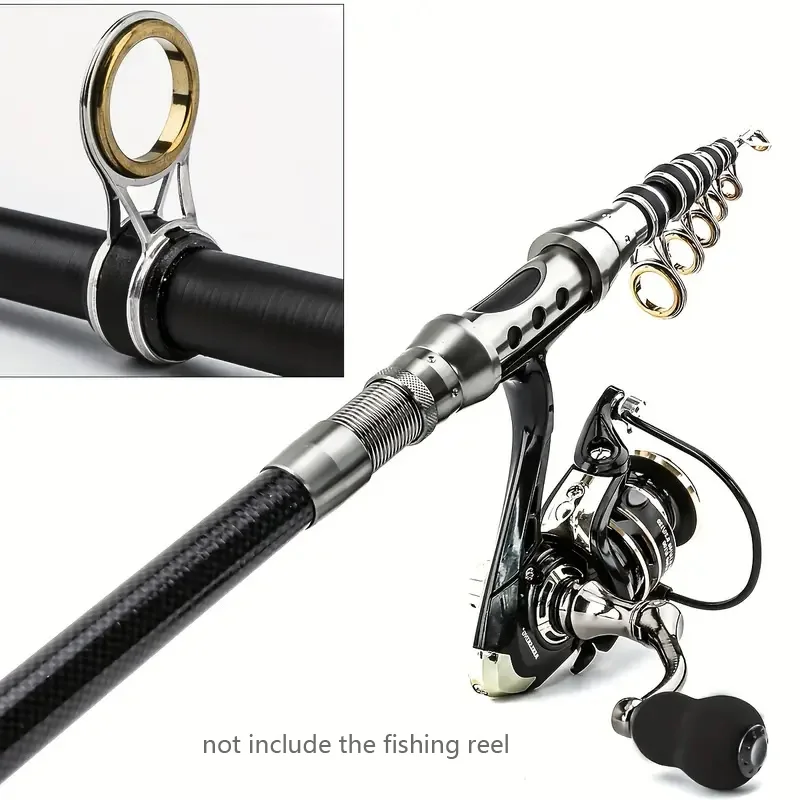 Caña de pescar telescópica para roca de mar, carpa giratoria para alimentador, poste de fibra de carbono, 2,4 M, 2,1 M, 1,5 M, Mini asiento de carrete de caña de viaje corta - imagen 5