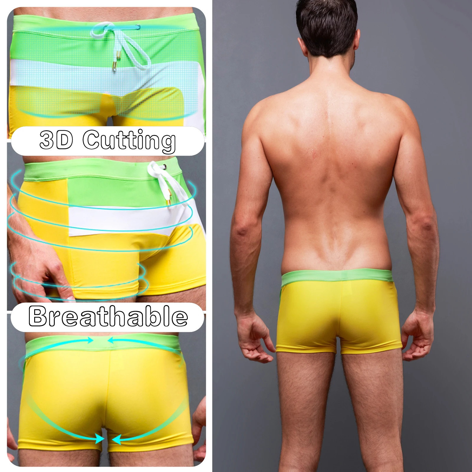 Bóxers de secado rápido para natación y surf con pierna cuadrada - imagen 3