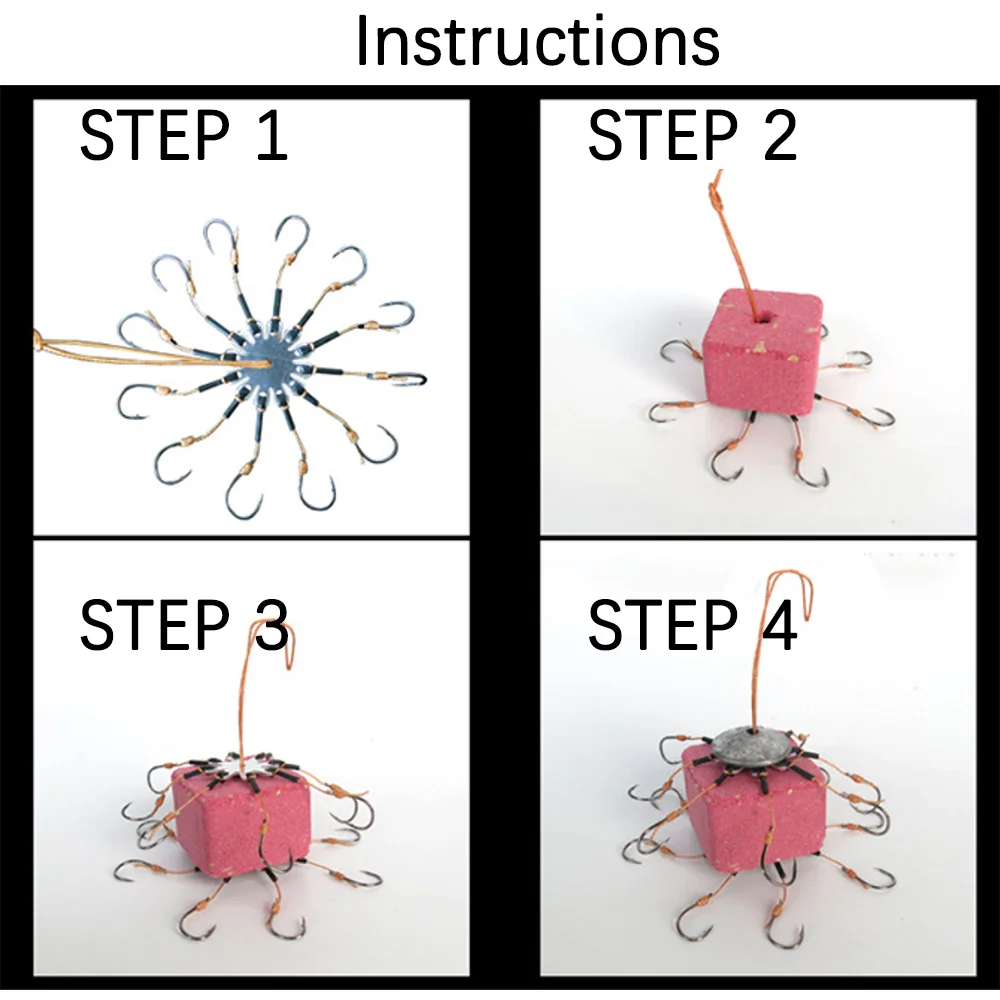 Cebo vivo de pesca cuadrado para Flip, soporte de gancho de explosión para lanzar peces salvajes de mar, aparejo de caña de pastel pirata, señuelo Natural, 16 unids/lote - imagen 4