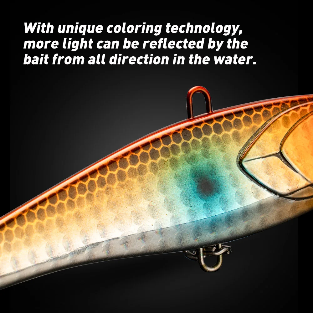 JOHNCOO 70mm/90mm señuelos de hundimiento con vibración señuelo de pesca de invierno sin labios VIB señuelo de pesca Wobbler pesca de equilibrio de hielo para Lucio - imagen 5