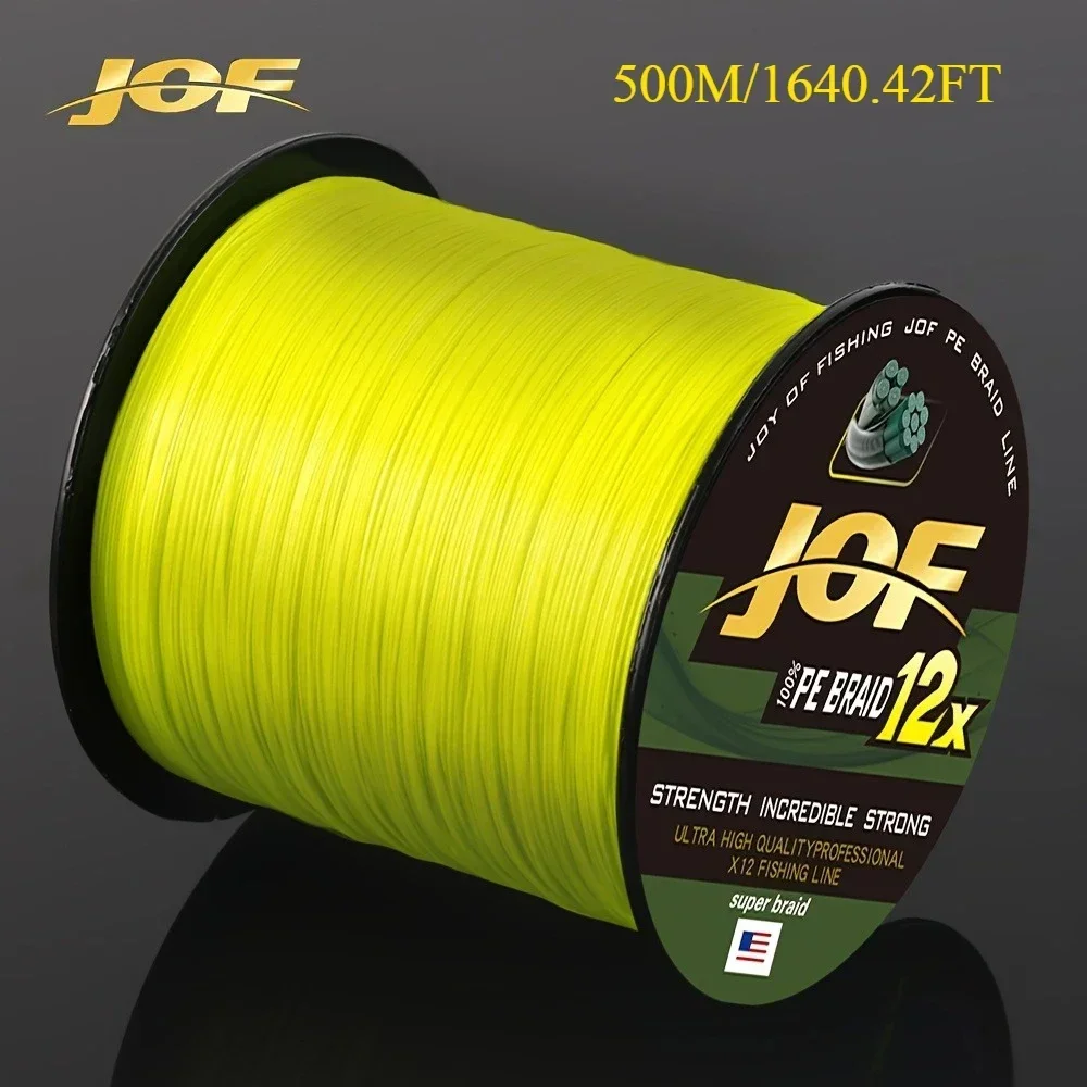 JOF-sedal de pesca trenzado de 12 hebras, 300m, 500M, PE súper fuerte, 25-120LB, suave, duradero, Color verde brillante, carpa de tiro largo X12 - imagen 3