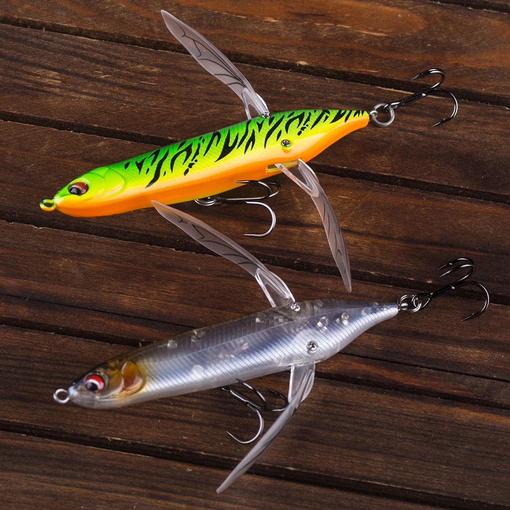 CCLTBA nuevo cebo de pececillo de libélula 8cm 6,5g Señuelos de pesca de superficie cuerpo duro con alas señuelo de insectos Wobbler cebos de lápiz aparejos - imagen 5