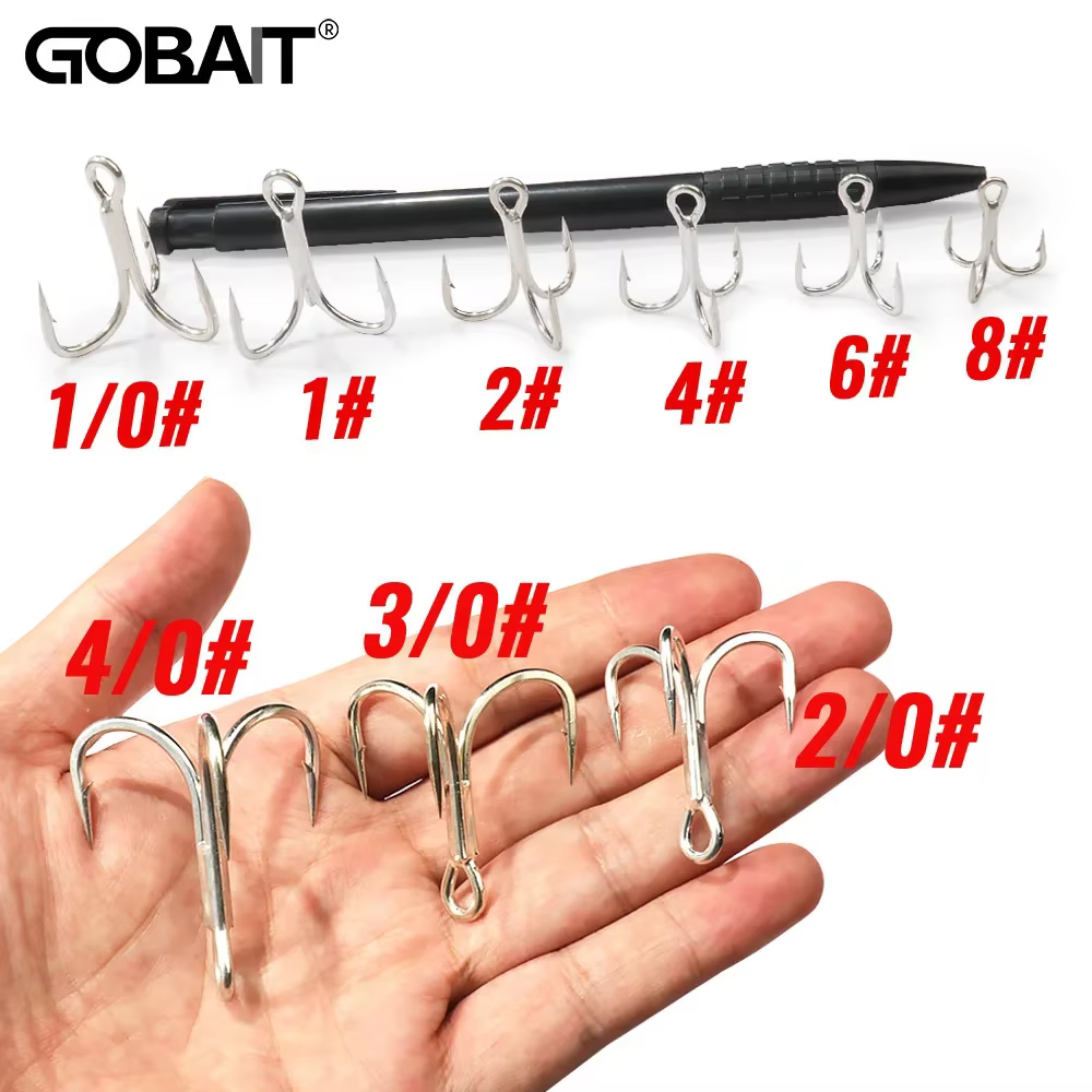 GOBAIT 10PCS 5X Ganchos agudos fuertes 8 # -5/0 ángulo de púas afilado acero alto en carbono níquel antioxidante Pesca señuelo Kit anzuelo de Pesca