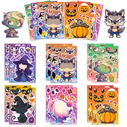 Pegatinas recortables Halloween – Puzzle de calabaza, fantasma y bruja