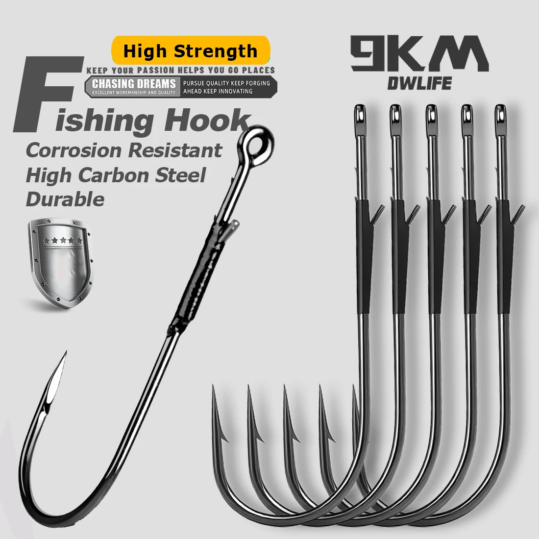 9KM Baitholder Wormhaak 10-30pcs Niet-offset Zware afdekhaak voor basvissen Dual Barb Hook Ponsen Texas Drop Shot Neko Rig