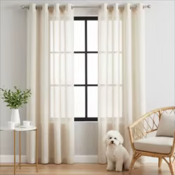 Cortinas Lino Natural Transparentes Beige - Paneles Salon Dormitorio Filtro Luz