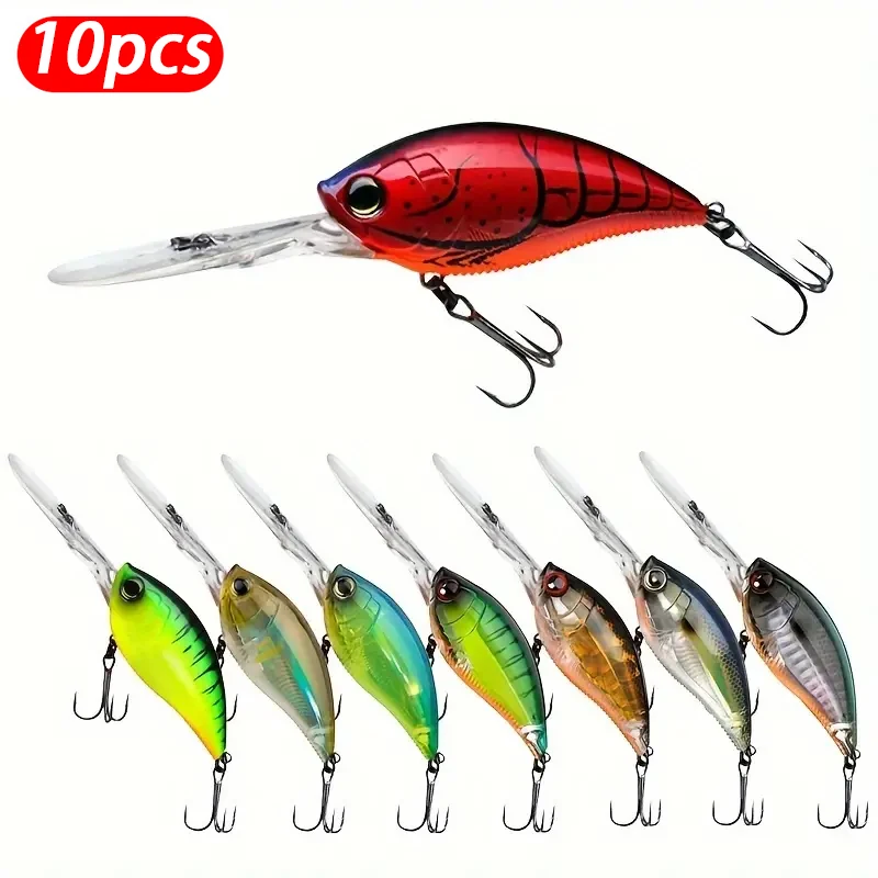 10 Uds Señuelos de Pesca con manivela flotante de fundición larga Wobbler Topwater Pesca cebo de Pesca Minnow Swimbait Crankbait
