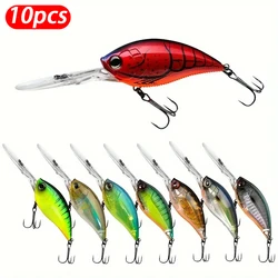 10 Uds Señuelos de Pesca con manivela flotante de fundición larga Wobbler Topwater Pesca cebo de Pesca Minnow Swimbait Crankbait