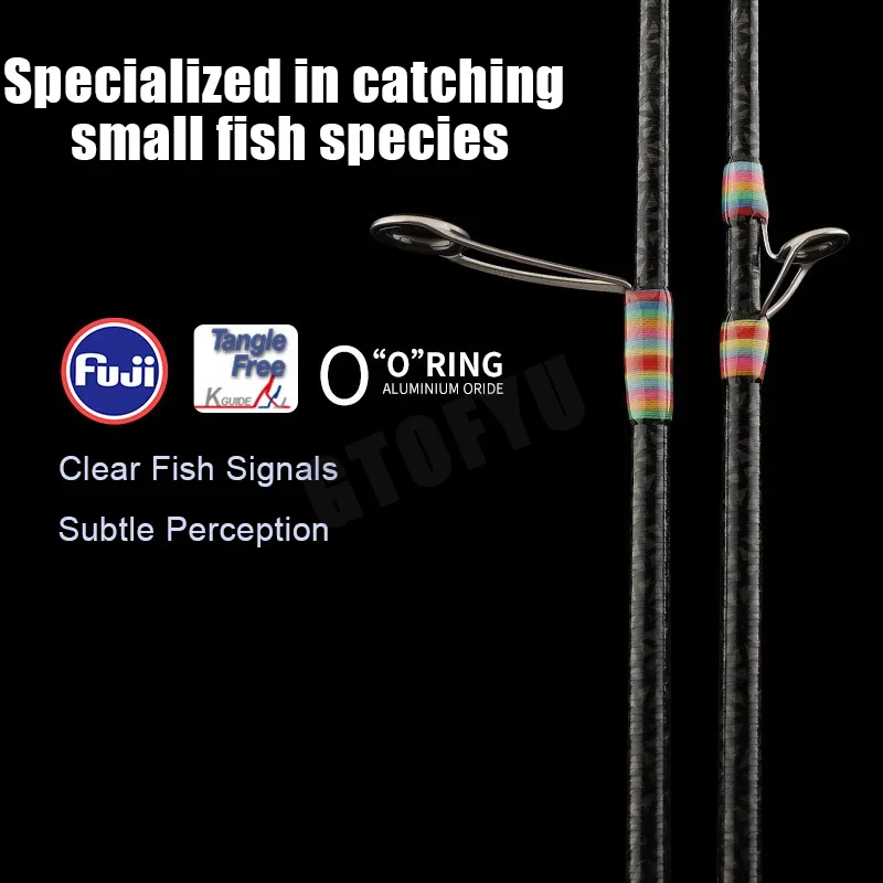 Caña de pescar pequeña, señuelo guía Fuji, 1,53-1,8 m, 2 secciones, fibra de carbono alto, ligera, giratoria, regalo - imagen 2