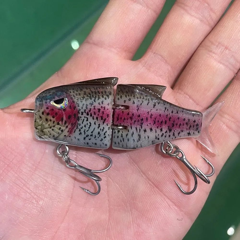 Señuelos de pesca de 2 segmentos para buceo profundo, Crankbaits de lubina, cebo biónico impreso en 3D, 6cm/6,5g, ojos realistas, señuelo de manivela dura de plástico, 2024