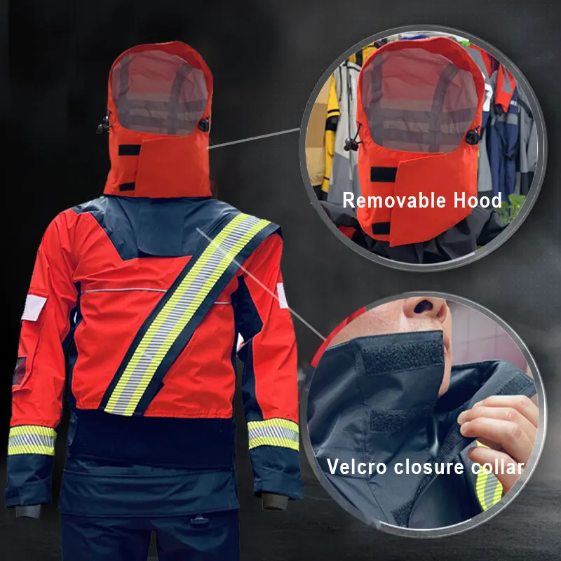 Trajes secos de Kayak de alta visibilidad para hombre, trajes de rescate de agua, ropa de remo de supervivencia impermeable para agua fría, mantener seco seguro - imagen 4