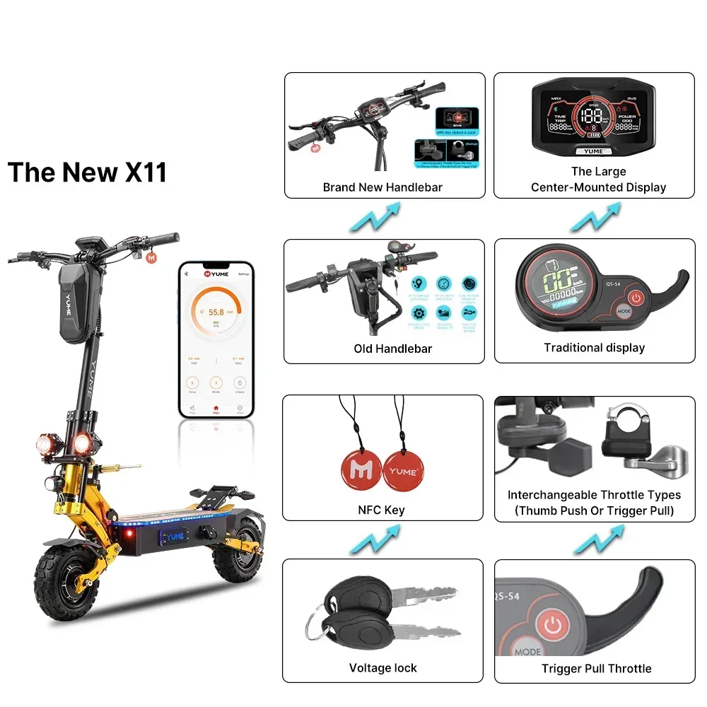 YUME X11 Scooter eléctrico 60V 6000W pesca todoterreno Bluetooth - imagen 4
