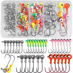 Kit de anzuelos con cabeza de anzuelo de pesca, 90 Uds., bola redonda, Señuelos de pesca con cabeza de anzuelo, anzuelos de pesca pintados para tipo de pez, lubina, trucha, dorado