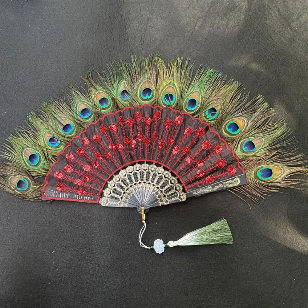 Abanico Grande de Plumas de Pavo Real para Espectáculos - imagen 3