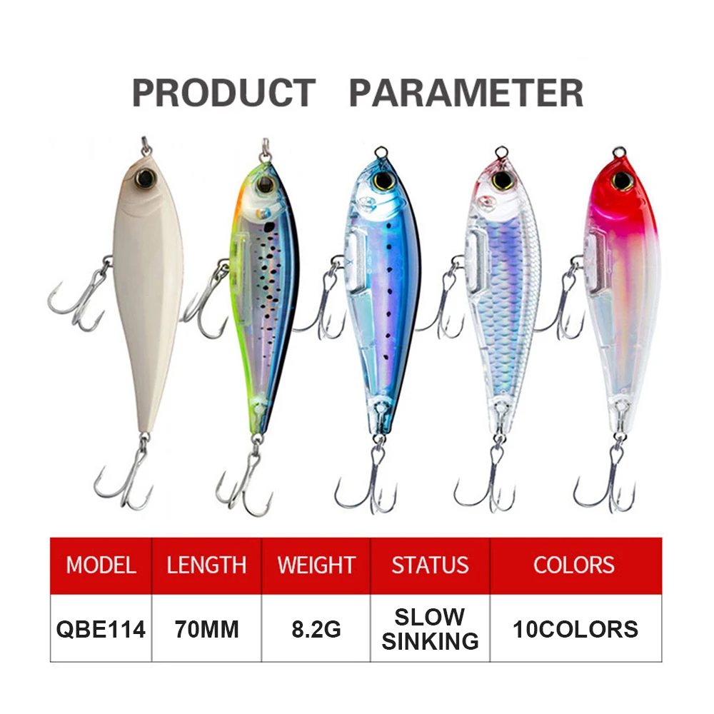 QBE114 Jerkbait Wobbler hundimiento lento señuelo pesca - imagen 3