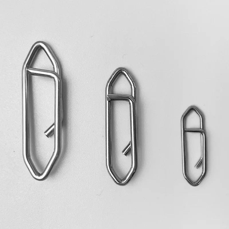 260 unids/caja tipo señuelo conector de clavija rápida anillo colgante de acero inoxidable aparejos de pesca de mar clip de papel traje plateado - imagen 4