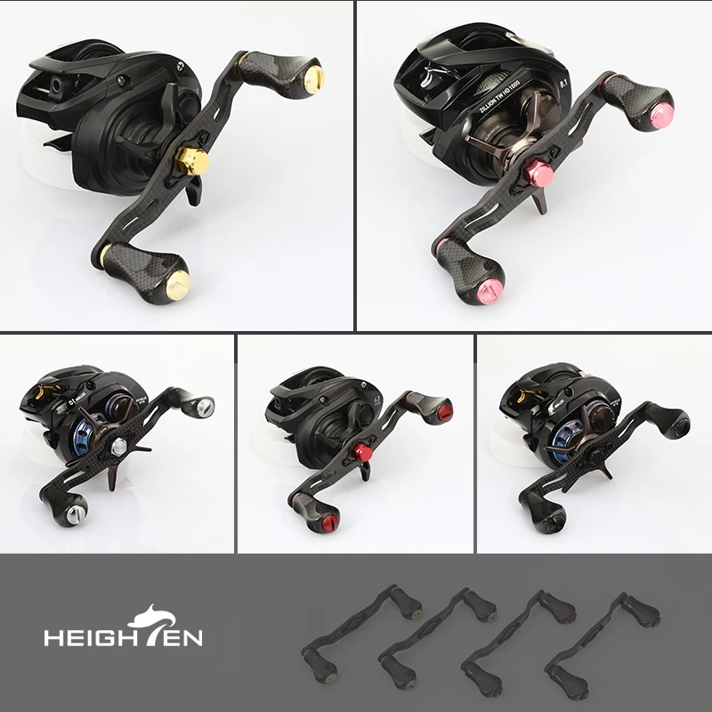 HEIGHTEN-mango doble para carrete Baitcasting, aluminio aeroespacial, distancia central de 85/95mm + perillas de carbono de 20mm, modificación de pesca con señuelo - imagen 3