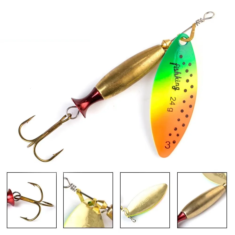 18g 24g cebo giratorio de fundición larga señuelo de pesca señuelo giratorio de Metal cebo artificial duro con anzuelos triples Lucio Bass - imagen 3