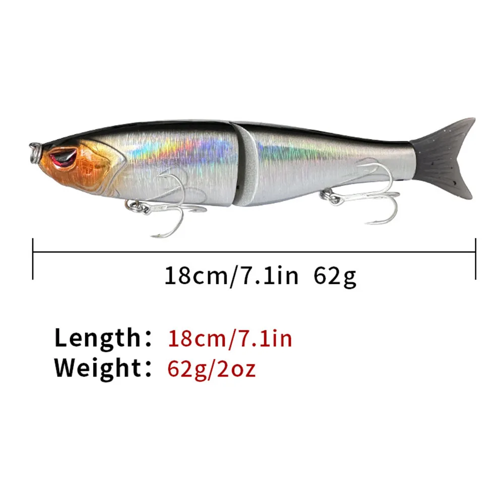 18cm 62g cebo deslizante de gran tamaño realista multiarticulado Swimbait 6 #   Anzuelo Pike Muskie salmón Pike Walleye Bass cebo de pesca en el mar
