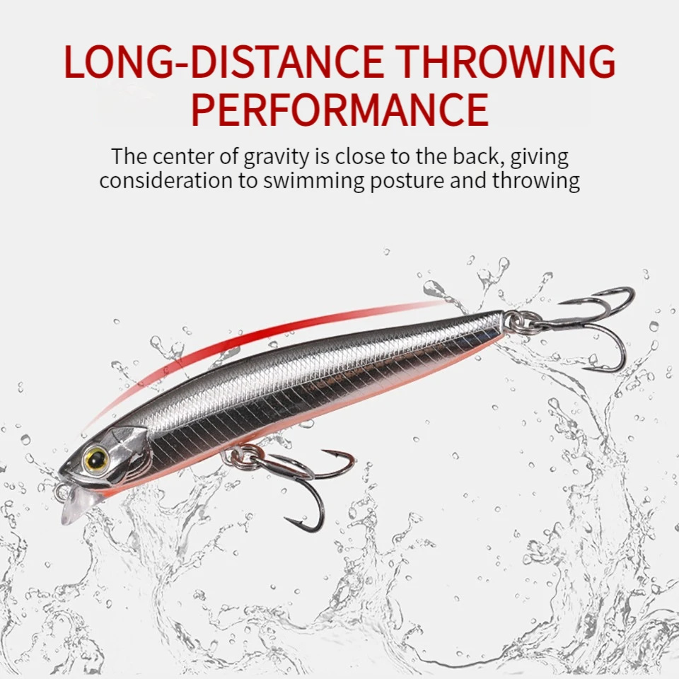 Señuelos de Pesca de pececillos, cebo duro 3D, Wobblers de hundimiento, labio corto, Megabass, Lucio, corriente de pesca, 10g/14g, 70mm/80mm - imagen 2