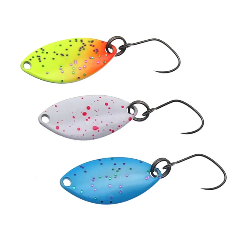 5 unids/lote 1,4g/24mm micro cuchara de Metal señuelo de pesca cebos duros lentejuelas multicolor un solo gancho trucha señuelos aparejos de pesca - imagen 3