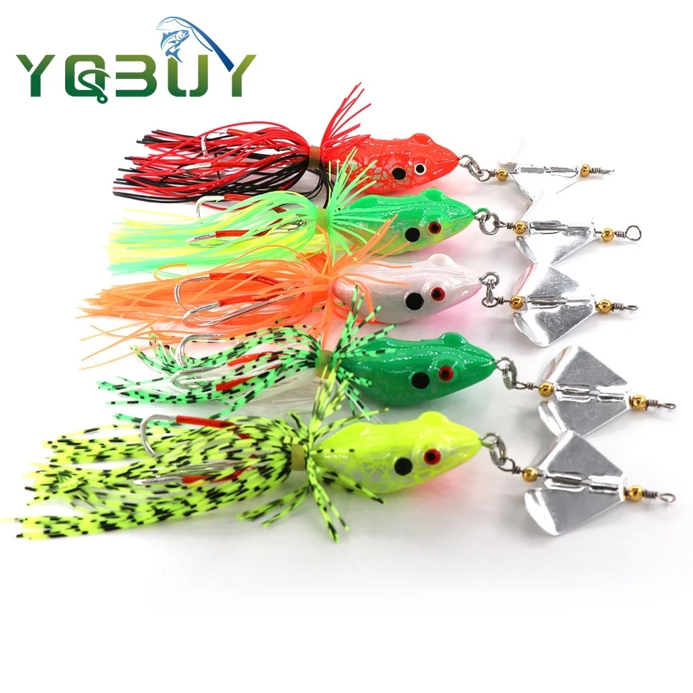 Señuelo de rana de salto de pesca, cebo duro de 14g con ganchos dobles afilados, cebos de simulación de rana, señuelos de cabeza de serpiente