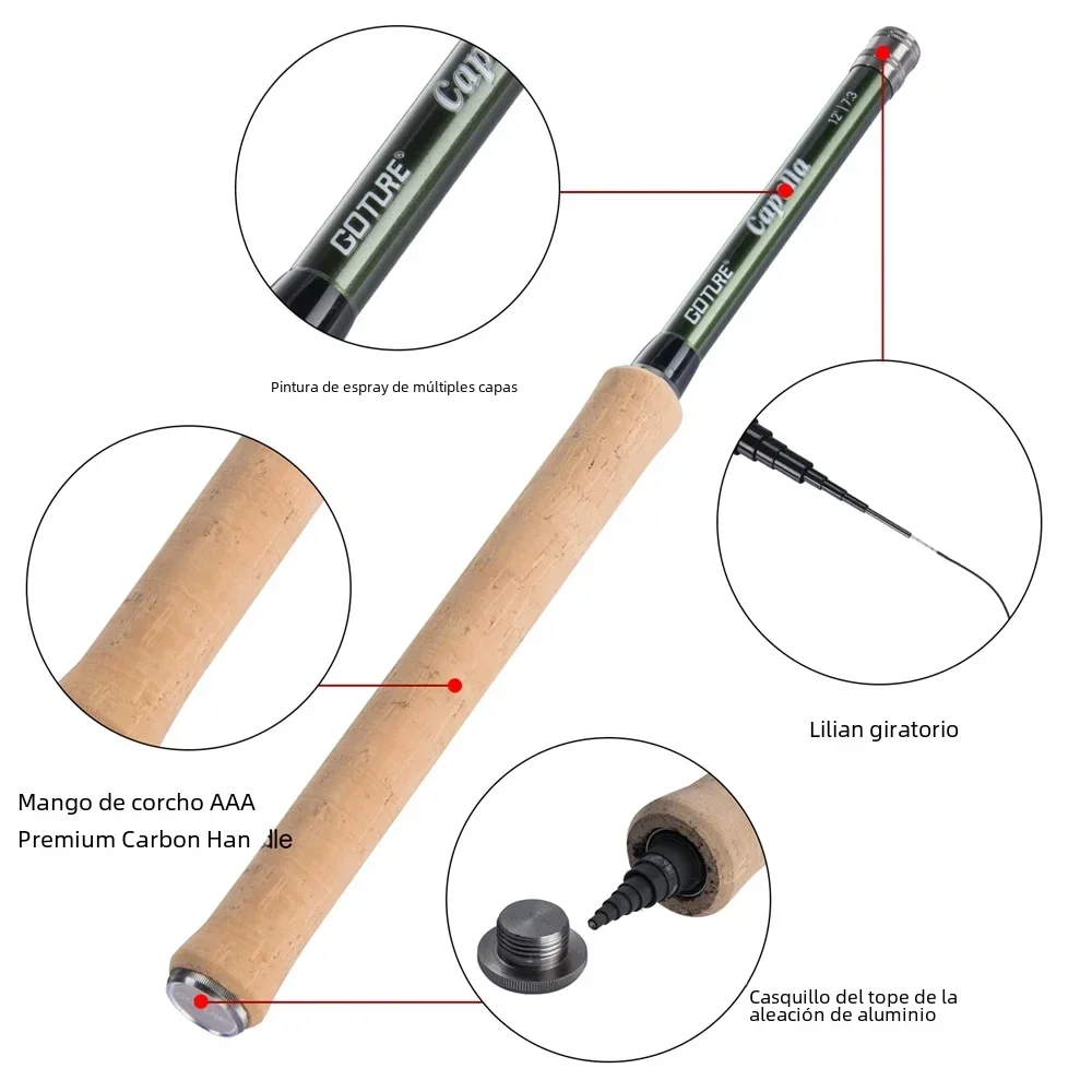 12FT clásica Tenkara vara de pescar con mosca Combo súper ligero portátil IM8 fibra de carbono caña de trucha con moscas conjunto de señuelos de línea - imagen 5