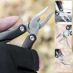 Alicates plegables de acero inoxidable, Mini alicates combinados 12 en 1, abridor de botellas, cortadores de tijera, herramientas manuales, Kit de engranajes para acampar al aire libre