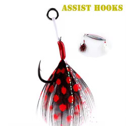 Mini anzuelos de asistencia JIG de acero al carbono Premium 8001 originales con plumas para perca de trucha anzuelo de pesca de mar 4 unids/pack