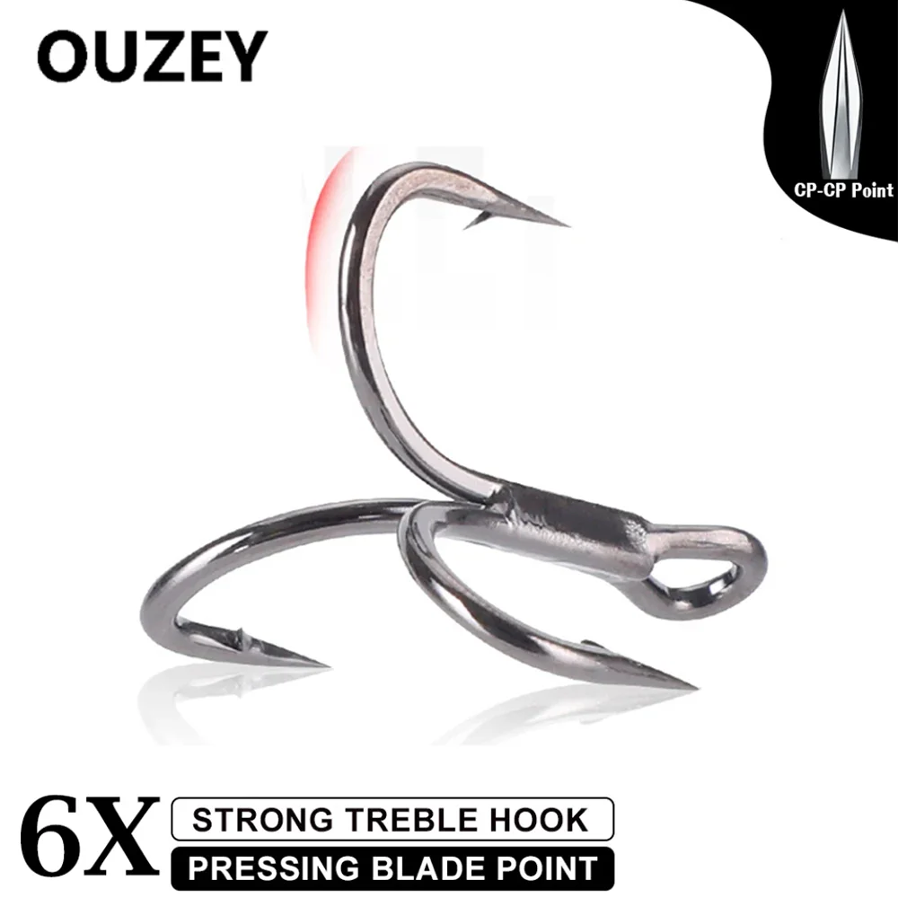 10 Uds 6x anzuelos triples anzuelos de pesca fuertes clásicos negros 8 #   6 #   4 #   2 #   1 #   Aparejos de pesca con cebo, curva redonda para Lucio - imagen 5