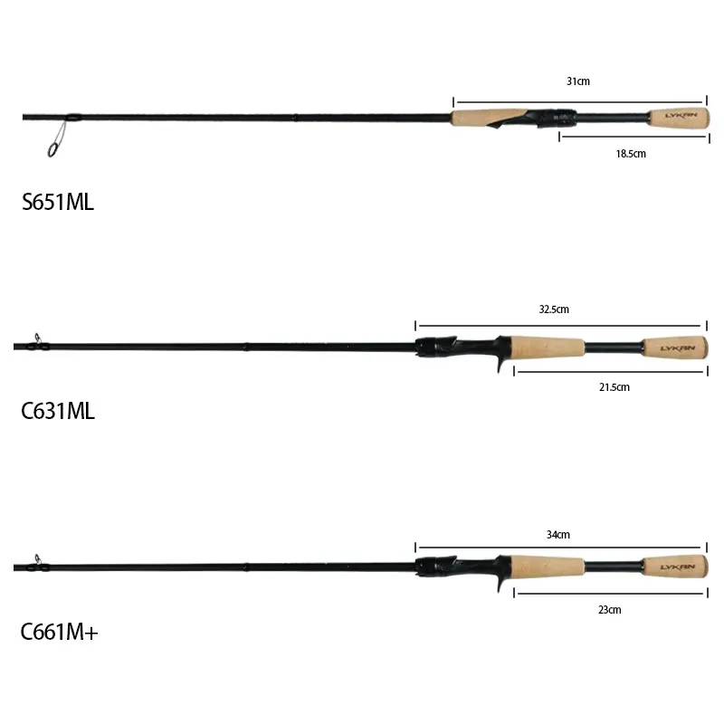 Caña de Pescar LYKAN Feather Bass – Fibra Carbono T1100G+M40X - imagen 2
