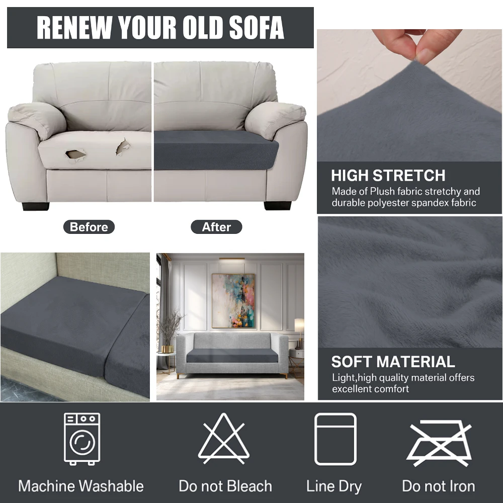 Funda de terciopelo para asiento de sofá, funda protectora gruesa y suave para cojín de asiento, funda protectora para muebles para el hogar y la sala de estar - imagen 4