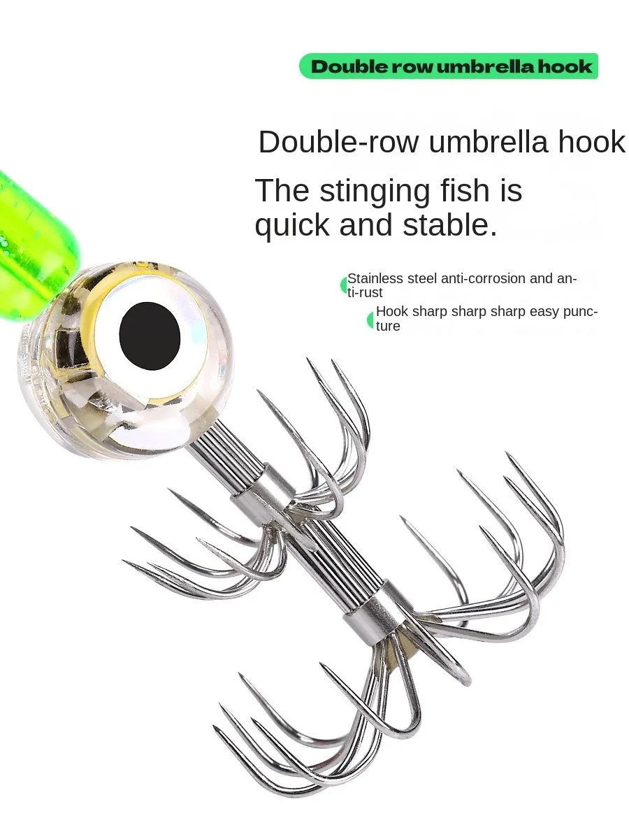 Nuevos Señuelos de Pesca, anzuelo doble de calamar con luz LED, plantilla de calamar, señuelo luminoso, pie web, pulpo, Egi, sepia, cebo, equipo de mar - imagen 4