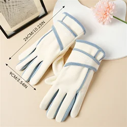 Guantes de pesca al aire libre para mujer, guantes de felpa con diseño de bloqueo de Color a la moda, ciclismo, Camping, esquí, manoplas cálidas a prueba de viento