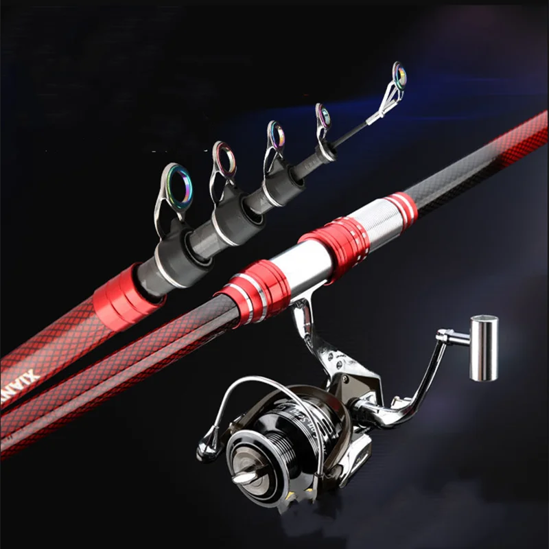 Caña de pescar de mar de 2,1 m-4,5 m, alimentador de carpa, Mini caña de pescar para viajes al aire libre, caña de pescar telescópica de fibra de carbono de alta calidad - imagen 3