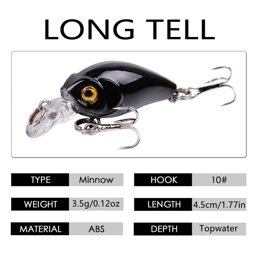 Señuelo de Pesca con manivela, cebo duro Artificial, 4,5 cm, 3,5g, Crankbait flotante, lubina, Wobbler loco, aparejos de Pesca de Lucio, 1 ud. - imagen 3