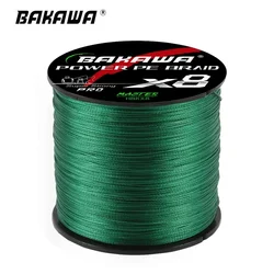 Línea de pesca BAKAWA, 8 hebras trenzadas de PE, 300m, 500m, línea multifilamento suave japonesa, alambre de pesca de carpa fuerte, tejido 8X 22-90LB