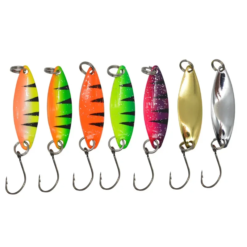 SWOLFY 5 uds 2G cuchara cebo lentejuelas puras señuelo de pesca pequeño Spinner cebo duro con un solo gancho plantilla corriente trucha aparejos - imagen 2