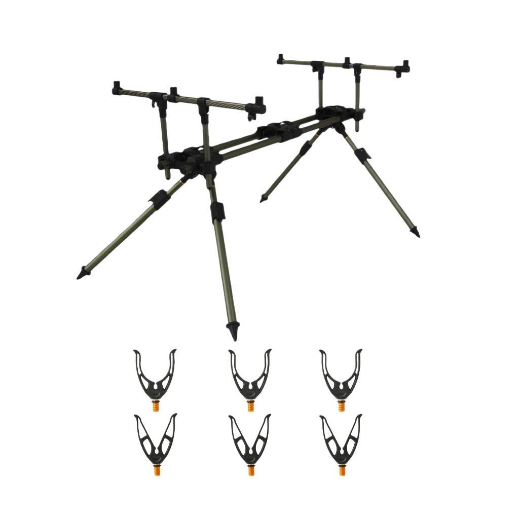 JSFUN-soporte retráctil de aleación de aluminio de 3 cabezales, caña de lanzamiento de batería verde, soporte de batería de pesca para almacén europeo - imagen 4